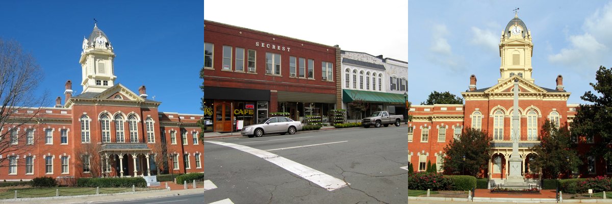 Real photos of Unionville, NC — Union County Courthouse, Unionville neighborhoods, and local homes